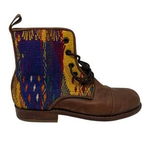 TEYSHA Custom Handmade Leather Tapestry Peace In The Streets Chelsea Boots 7.5